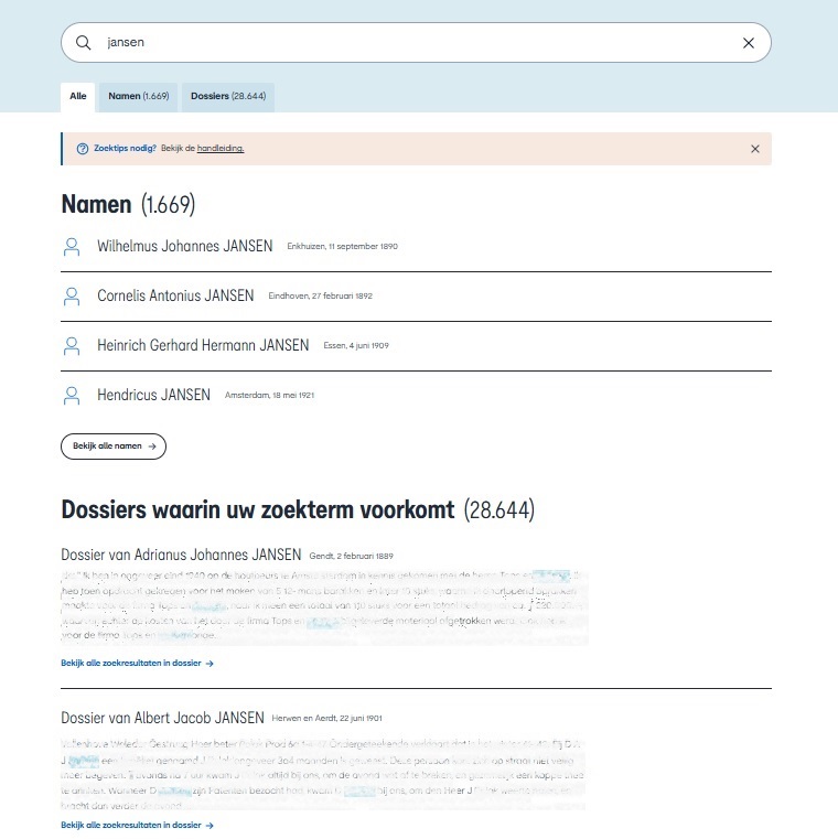 Detail website Oorlog voor de Rechter: zoeken op trefwoord (volledig)