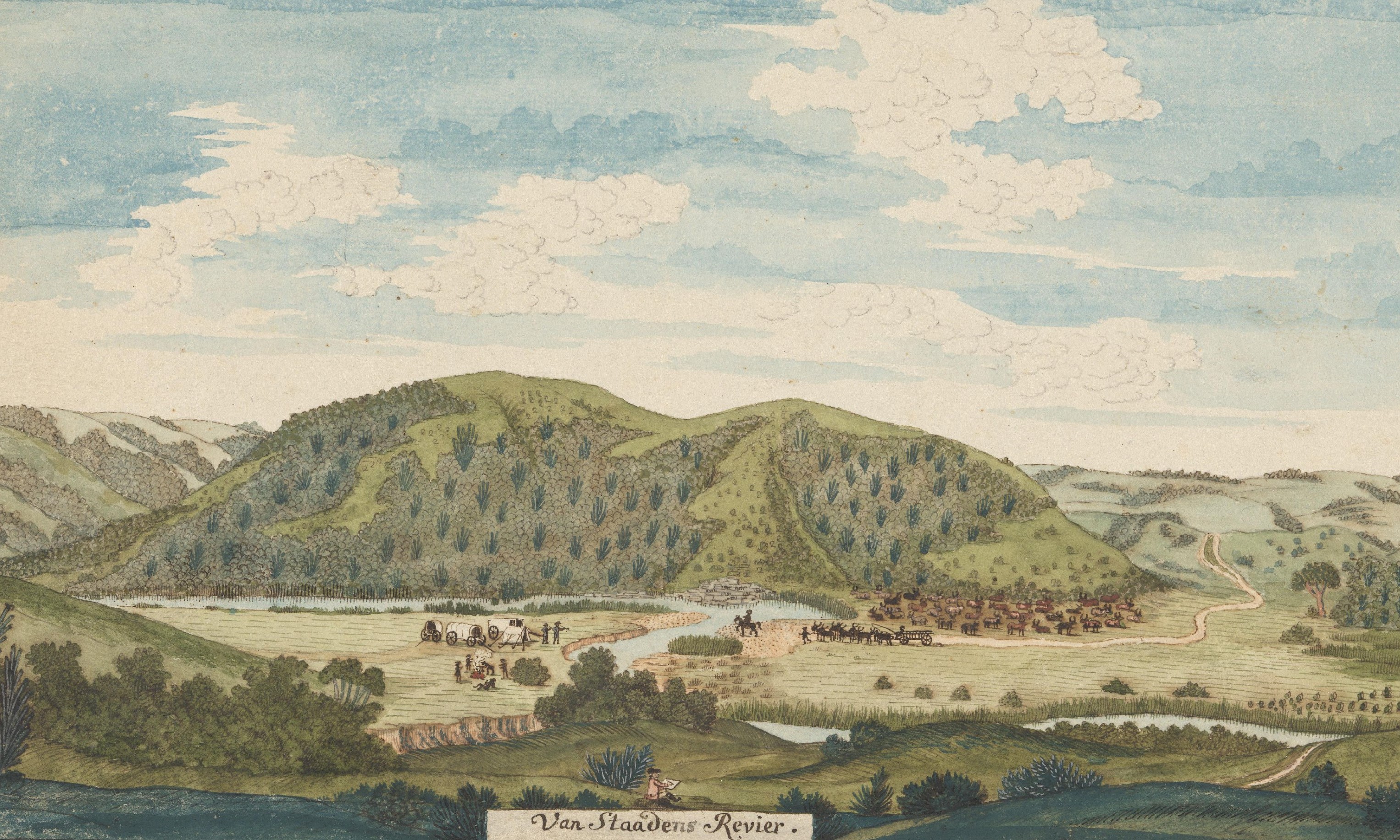 Kamp bij de Van Stadens rivier Afbeelding van Kamp bij de Van Stadens rivier