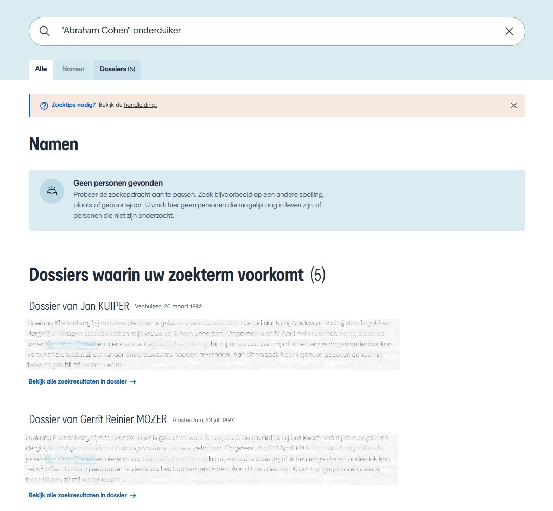 Detail website CABR: zoeken op meerdere trefwoorden