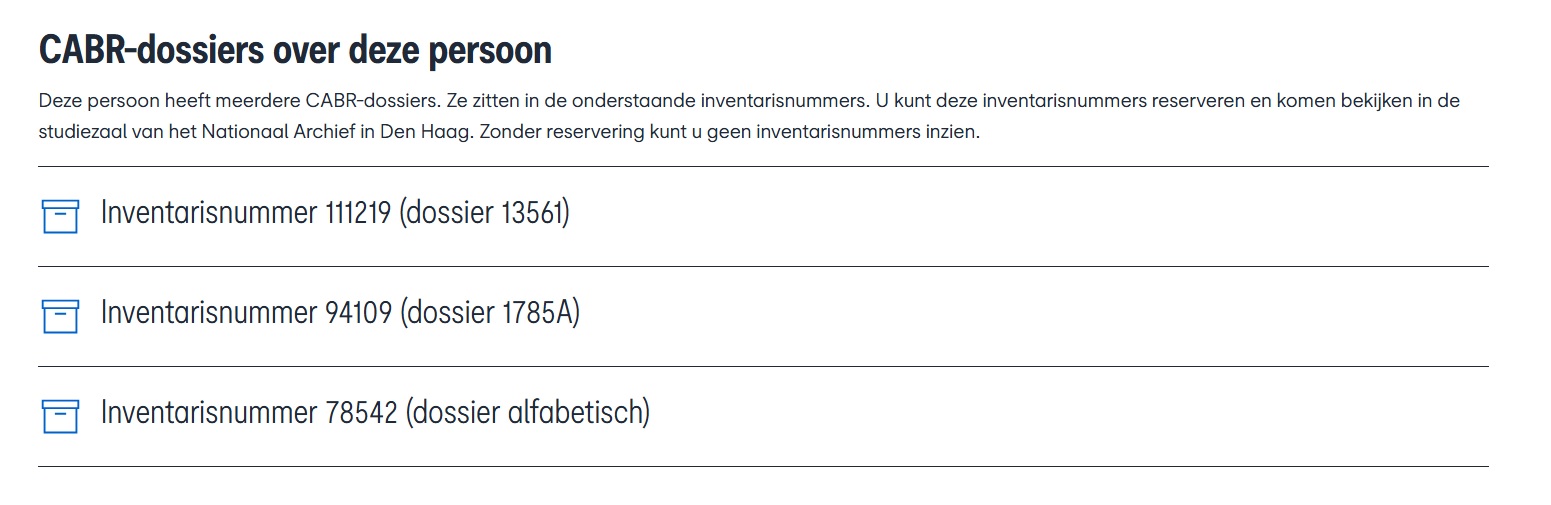 Inventaris- en dossiernummers op Oorlog voor de Rechter
