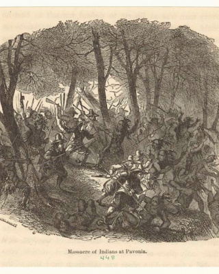 A nineteenth-century depiction of the attack at Pavonia