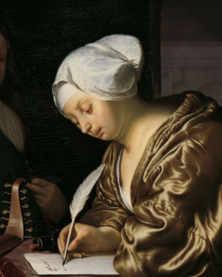 De briefschrijfster, Frans van Mieris, 1680, Rijksmuseum, Wiki Commons
