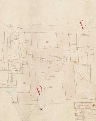 Kadastrale minuutplan 's-Gravenhage sectie D Het Paleis, door K.E. Machen, ca. 1819-1820 [4.KADOR-G inv.nr. 99]