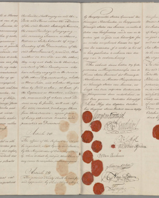 Vriendschapsverdrag tussen de Republiek en de Verenigde Staten, handtekeningen (8 oktober 1782).