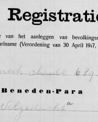 scan van voorpagina van een registratieblad met daarop de naam van de persoon en zijn woonplaats