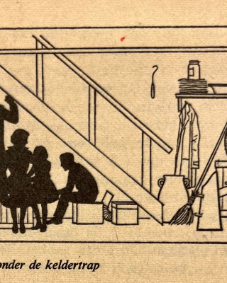 Schuilen onder keldertrap