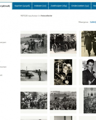 Zoekresultatenpagina fotocollectie