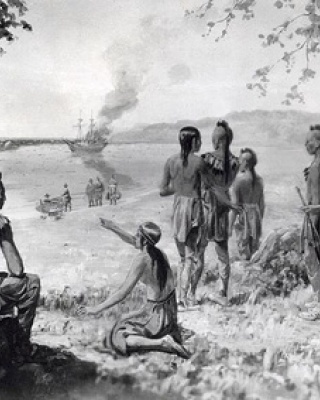 Laning van Nederlandse kolonisten (detail), collectie Spaarnestad Photo