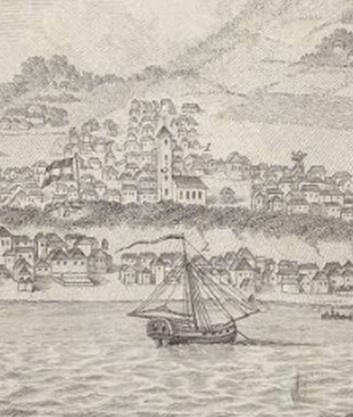 Detail tekening van een eiland. 18e eeuw.