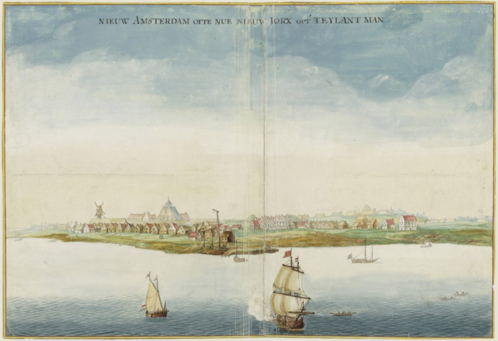 "Nieuw Amsterdam ofte Nue New Iorx opt' t.Eylant Man" Gezicht op Nieuw Amsterdam/New York