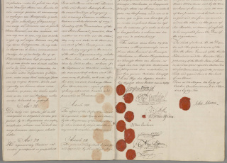 Vriendschapsverdrag tussen de Republiek en de Verenigde Staten, handtekeningen (8 oktober 1782).