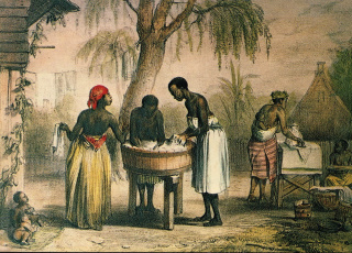 J.P. Benoit, Voyage au Surinam (wassende en strijkende slaafgemaakte vrouwen), 1839