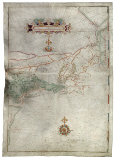 Kaart van 'Nieuw-Nederland' door Adriaen Block (1614)