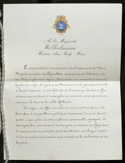 Felicitatiebrief van paus Pius XII bij de inhuldiging van koningin Juliana (archief Kabinet der Koningin, 2.02.20, inv.nr. 9707)