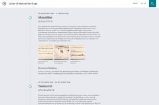 Screenshot AMH met informatie over expeditie Tasman