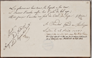 Chaudoirs handtekening in vriendenboekje 1775