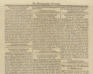 De Curaçaosche Courant (20 mei 1848), manumissie advertenties.