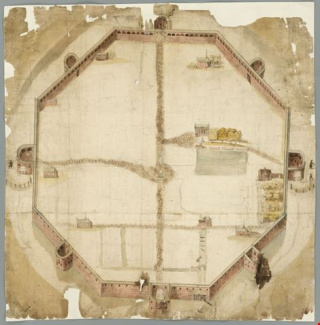 Kaart stadsmuren Den Haag, 1530