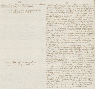 Jonas van ’s-Haagenbosch beschrijft enkele aanvallen op plantages en de dood van Baron en Jolicoeur (25/26 april 1776) (bevat racistisch taalgebruik).