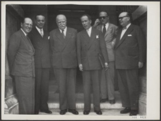 Ministers bijeen in Palazzo Zanga in Messina, 2 juni 1955, foto: United Press International 