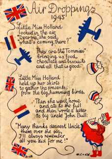 Briefkaart herinnering aan voedseldroppings