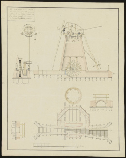 Tekening molen Zoetermeersche droogmakerij, 1793