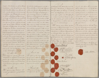 Vriendschapsverdrag tussen de Republiek en de Verenigde Staten, handtekeningen (8 oktober 1782).