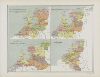 Historische kaart van de wijzigingen in de departementale en provinciale grenzen van Nederland in de periode 1795-1815, afkomstig uit de Historische Atlas der Algemeene Geschiedenis van dr. G.J. Dozy, 1909 [4.EKR inv.nr. 296, blad XXVII]