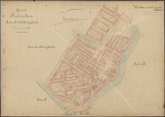 Kadastraal vernummeringsplan van Rotterdam Sectie C2 (tussen Hofdijk en de rechter Rottekade), 1891 [4.KADOR-R inv.nr. 1144]