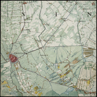 Blad 16 (Groningen) van de 'Topographische Kaart der Provintien Groningen en Vriesland', door W.U. Huguenin, 1820-1824 [4.OSK inv.nr. G28.16]