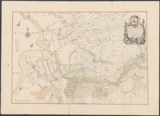 Kaart van de loop van de Overijsselse Vecht, van Coevorden tot in het Zwarte Water, met het omliggende gebied, kopie door D.W.C. Hattinga, 1749, naar een origineel door P. de la Rive van 1738 [4.OSK inv.nr. G35II.19]