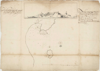 ‘Verbeterde Caerte groot bestek, van de Tafelbay en de buyten Rhee ofte anckergronden’, toegeschreven aan Pieter Potter, 1661 [4.VEL inv.nr. 177]