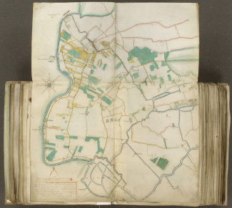 Kaart van de landerijen van de abdij nabij Leiden (1662).