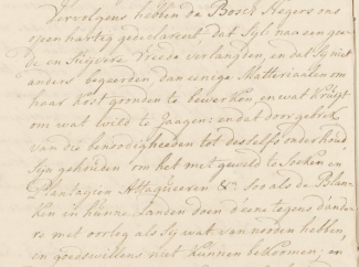 Verslag van een vredesonderhandeling waarin een woordvoerder van de Ndyuka (naam onbekend) de aanvallen van de Marrons verdedigt (6 januari 1760) (bevat racistisch taalgebruik).