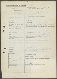 Identificatie G.J. van Koningshoven oorlogsslachtoffer kamp Rees