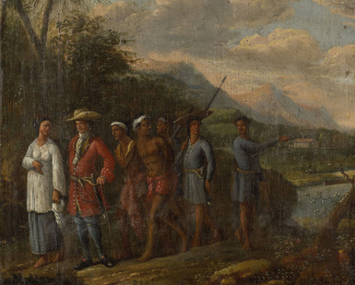 Hollandse koopman met slaven, 1700-1725, anoniem, Rijksmuseum