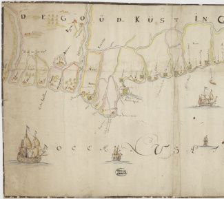 Kaart van de Goudkust in Guinea, 17e eeuw