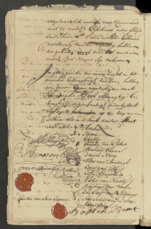 Laatste pagina van het vredesverdrag tussen de Ndyuka en de Nederlanders met handtekening van Boston Band (10 oktober 1760) (bevat racistisch taalgebruik).