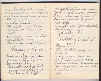 Fragment uit het dagboek Rinus Zweedijk (4 en 5 mei 1945)